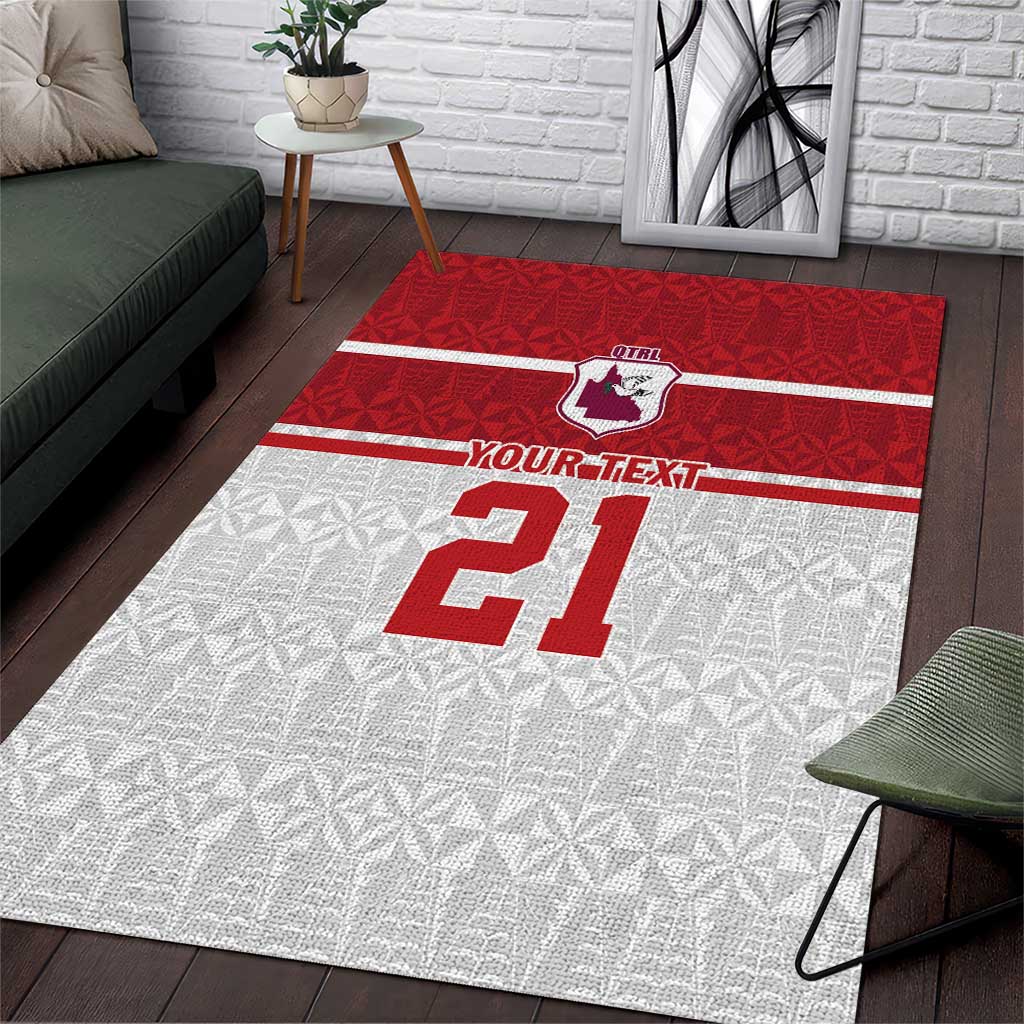 Queensland Tonga Custom Area Rug QLD with Tongan Ngatu Pattern LT9 Red - Polynesian Pride