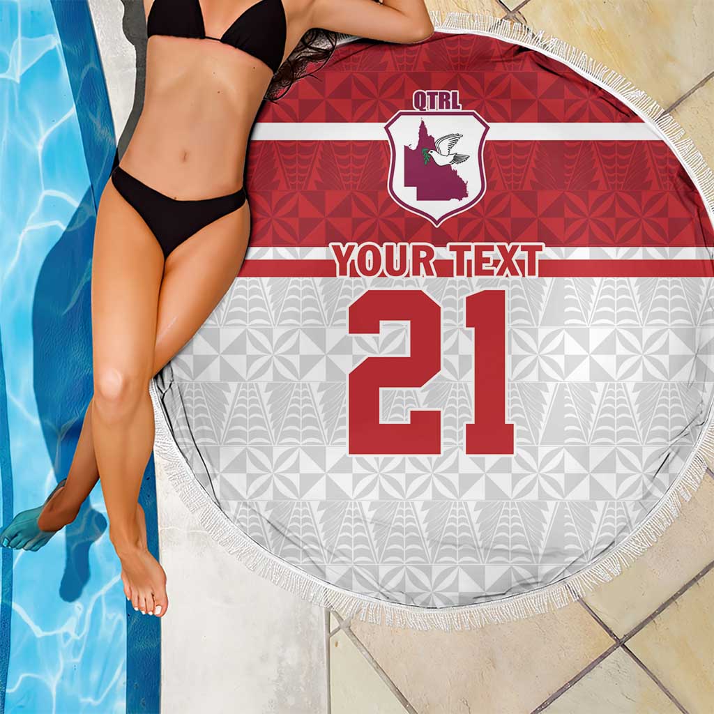 Queensland Tonga Custom Beach Blanket QLD with Tongan Ngatu Pattern