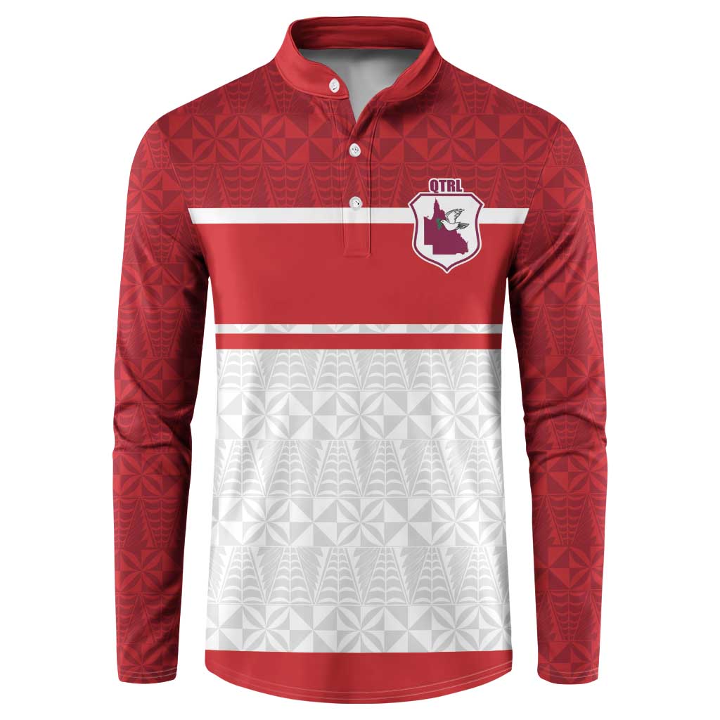 Queensland Tonga Custom Button Sweatshirt QLD with Tongan Ngatu Pattern