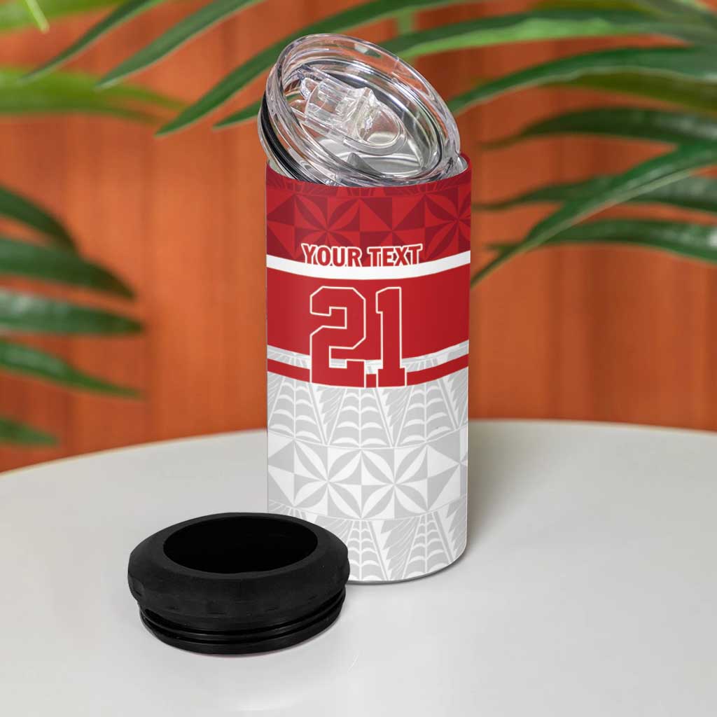 Queensland Tonga Custom 4 in 1 Can Cooler Tumbler QLD with Tongan Ngatu Pattern