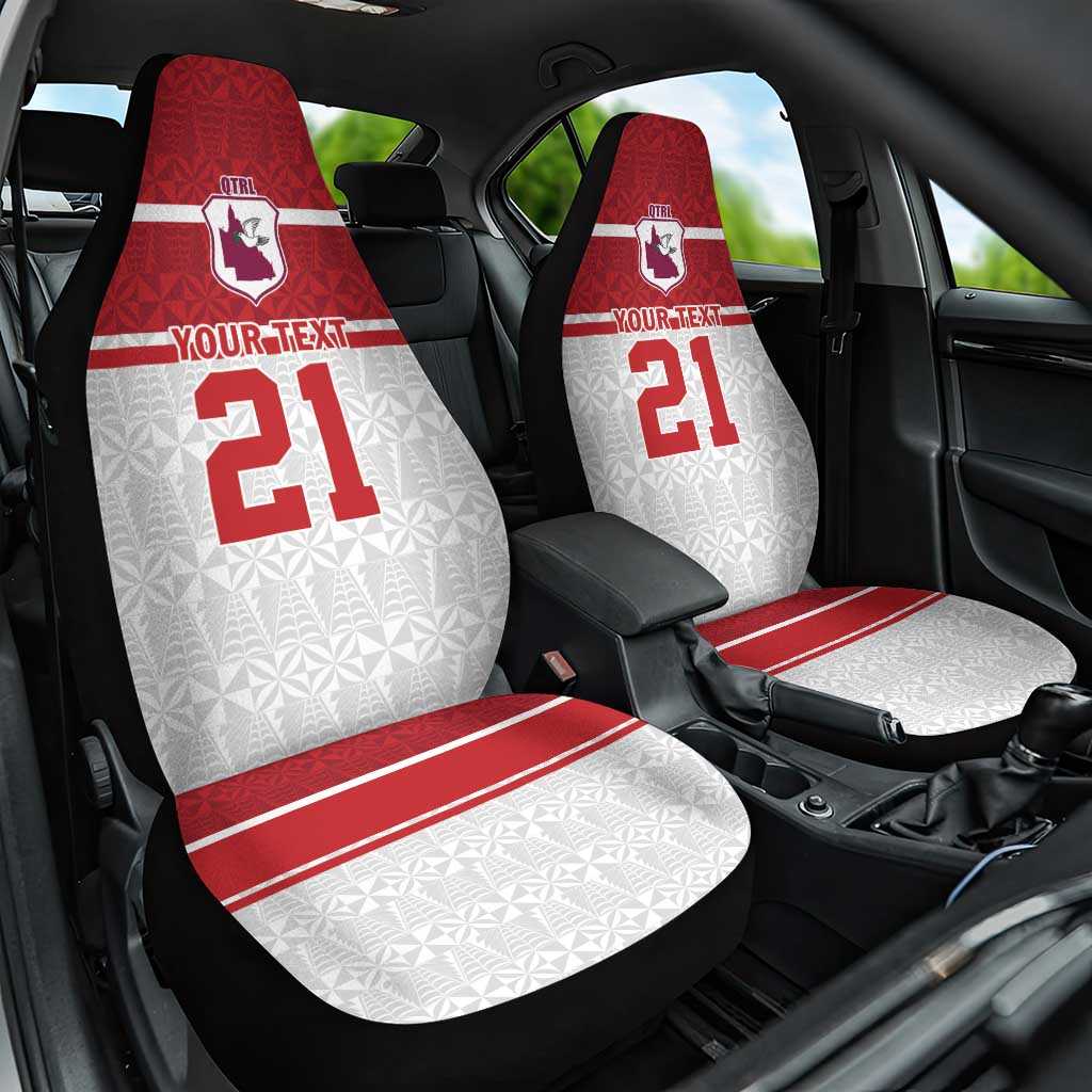 Queensland Tonga Custom Car Seat Cover QLD with Tongan Ngatu Pattern LT9 One Size Red - Polynesian Pride