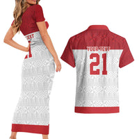 Queensland Tonga Custom Couples Matching Short Sleeve Bodycon Dress and Hawaiian Shirt QLD with Tongan Ngatu Pattern LT9 - Polynesian Pride