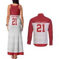 Queensland Tonga Custom Couples Matching Tank Maxi Dress and Long Sleeve Button Shirt QLD with Tongan Ngatu Pattern