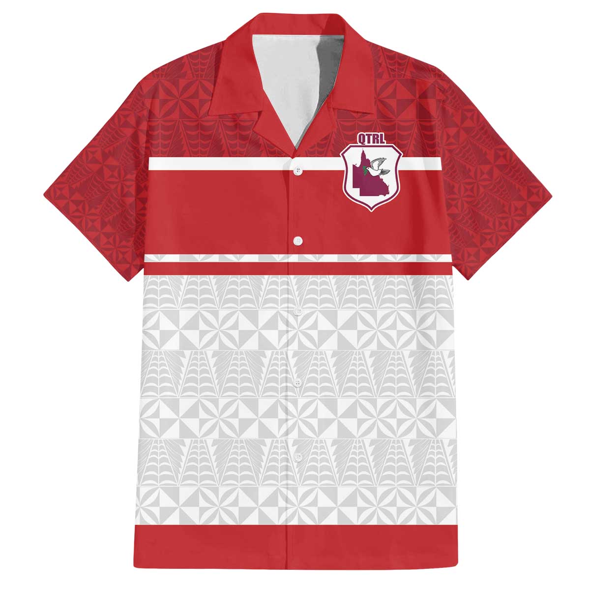 Queensland Tonga Custom Family Matching Off The Shoulder Long Sleeve Dress and Hawaiian Shirt QLD with Tongan Ngatu Pattern