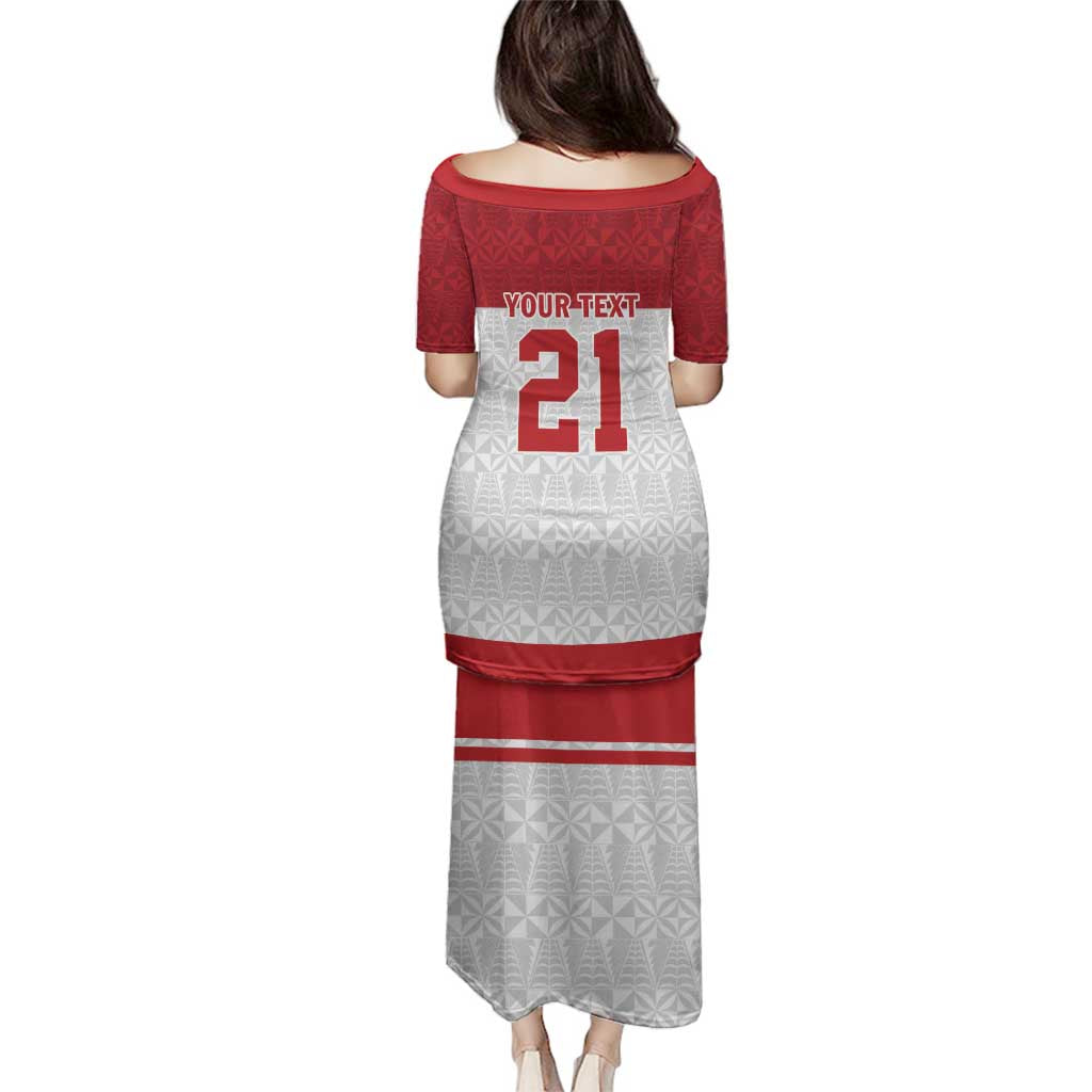 Queensland Tonga Custom Family Matching Puletasi and Hawaiian Shirt QLD with Tongan Ngatu Pattern