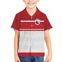 Queensland Tonga Custom Family Matching Tank Maxi Dress and Hawaiian Shirt QLD with Tongan Ngatu Pattern LT9 Son's Shirt Red - Polynesian Pride