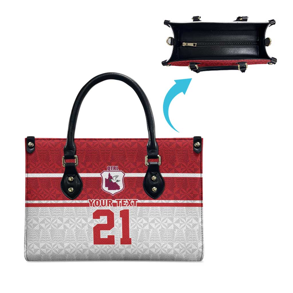 Queensland Tonga Custom Leather Bag QLD with Tongan Ngatu Pattern - Polynesian Pride