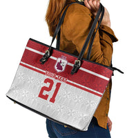 Queensland Tonga Custom Leather Tote Bag QLD with Tongan Ngatu Pattern