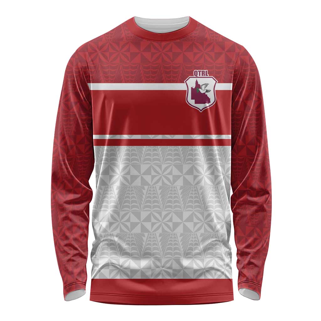 Queensland Tonga Custom Long Sleeve Shirt QLD with Tongan Ngatu Pattern