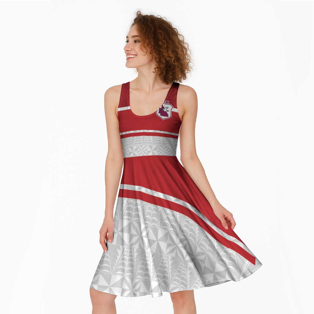 Queensland Tonga Custom Midi Dress QLD with Tongan Ngatu Pattern - Polynesian Pride