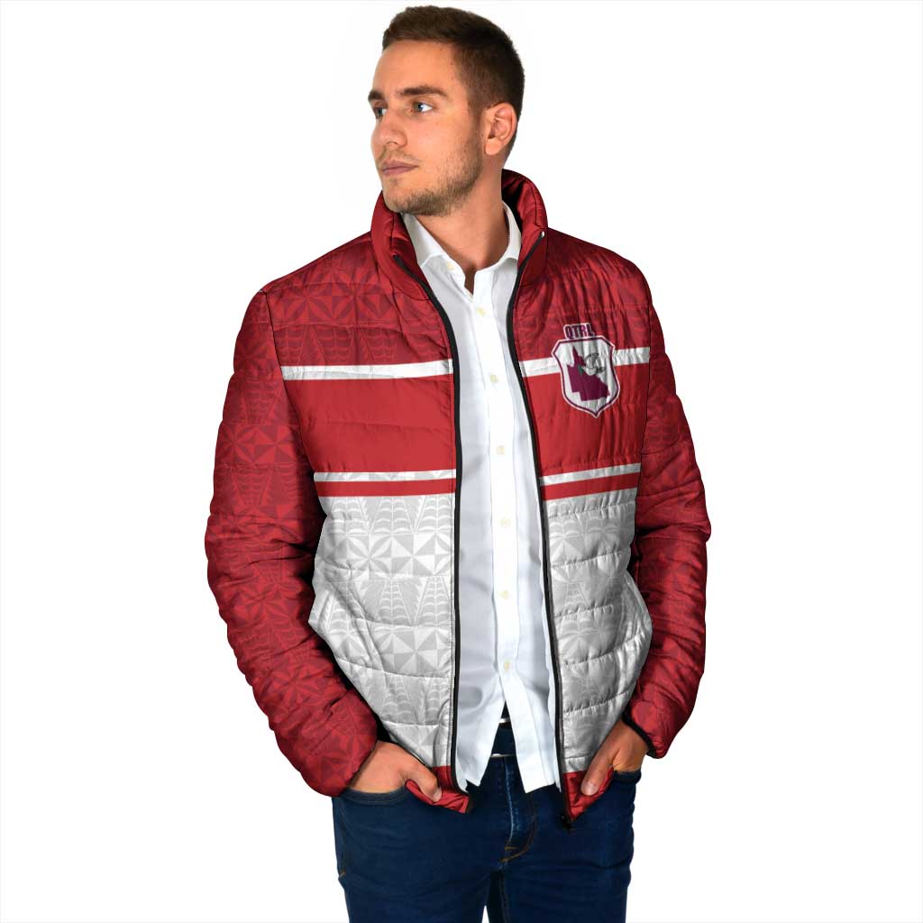 Queensland Tonga Custom Padded Jacket QLD with Tongan Ngatu Pattern - Polynesian Pride