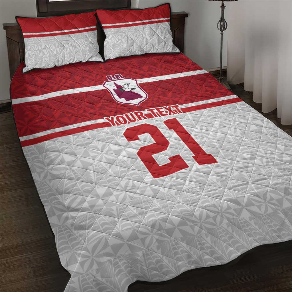 Queensland Tonga Custom Quilt Bed Set QLD with Tongan Ngatu Pattern LT9 Red - Polynesian Pride