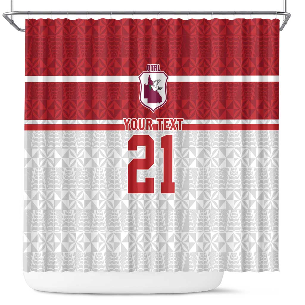 Queensland Tonga Custom Shower Curtain QLD with Tongan Ngatu Pattern