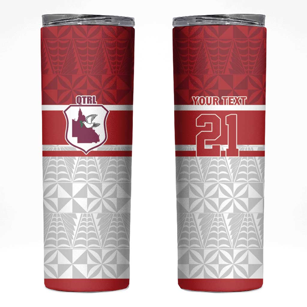 Queensland Tonga Custom Skinny Tumbler QLD with Tongan Ngatu Pattern