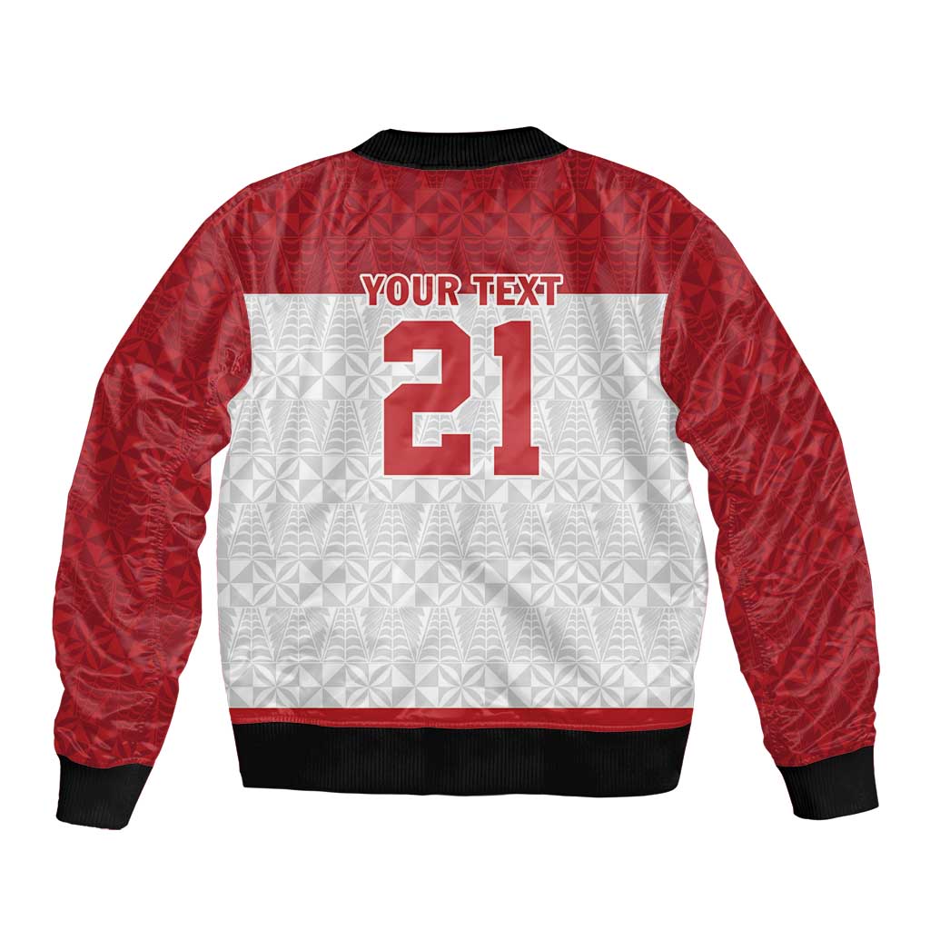 Queensland Tonga Custom Sleeve Zip Bomber Jacket QLD with Tongan Ngatu Pattern