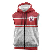 Queensland Tonga Custom Sleeveless Zip Hoodie QLD with Tongan Ngatu Pattern LT9 Red - Polynesian Pride