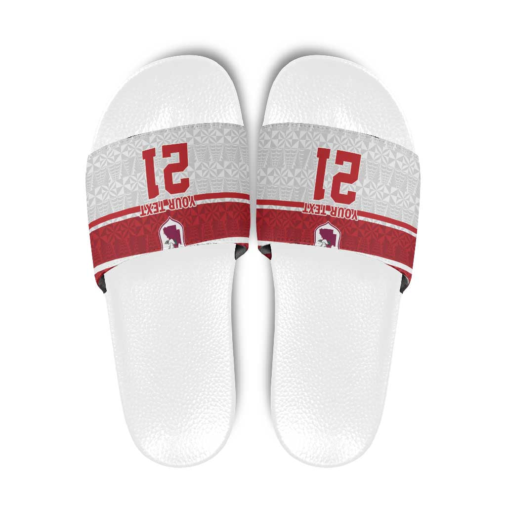 Queensland Tonga Custom Slide Sandals QLD with Tongan Ngatu Pattern LT9 Red - Polynesian Pride