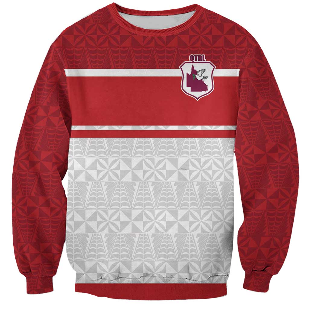 Queensland Tonga Custom Sweatshirt QLD with Tongan Ngatu Pattern