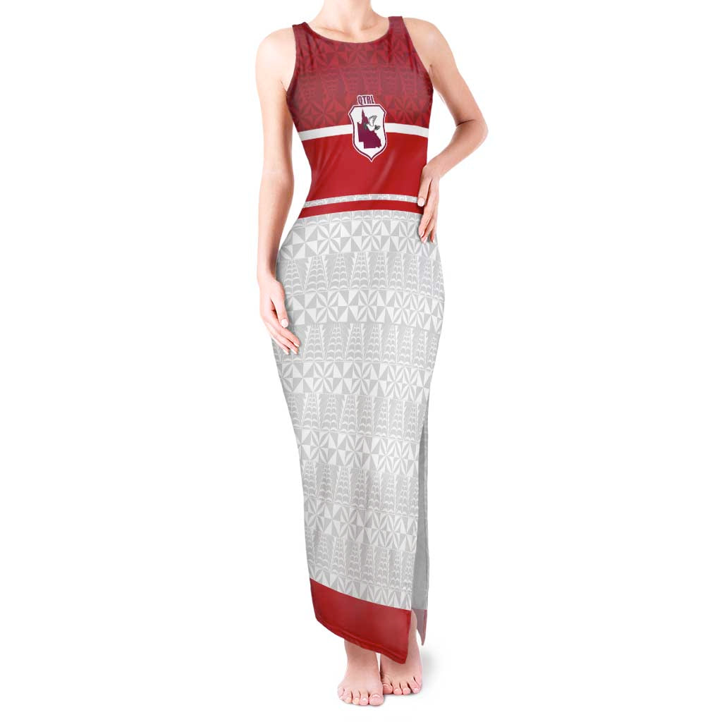 Queensland Tonga Custom Tank Maxi Dress QLD with Tongan Ngatu Pattern