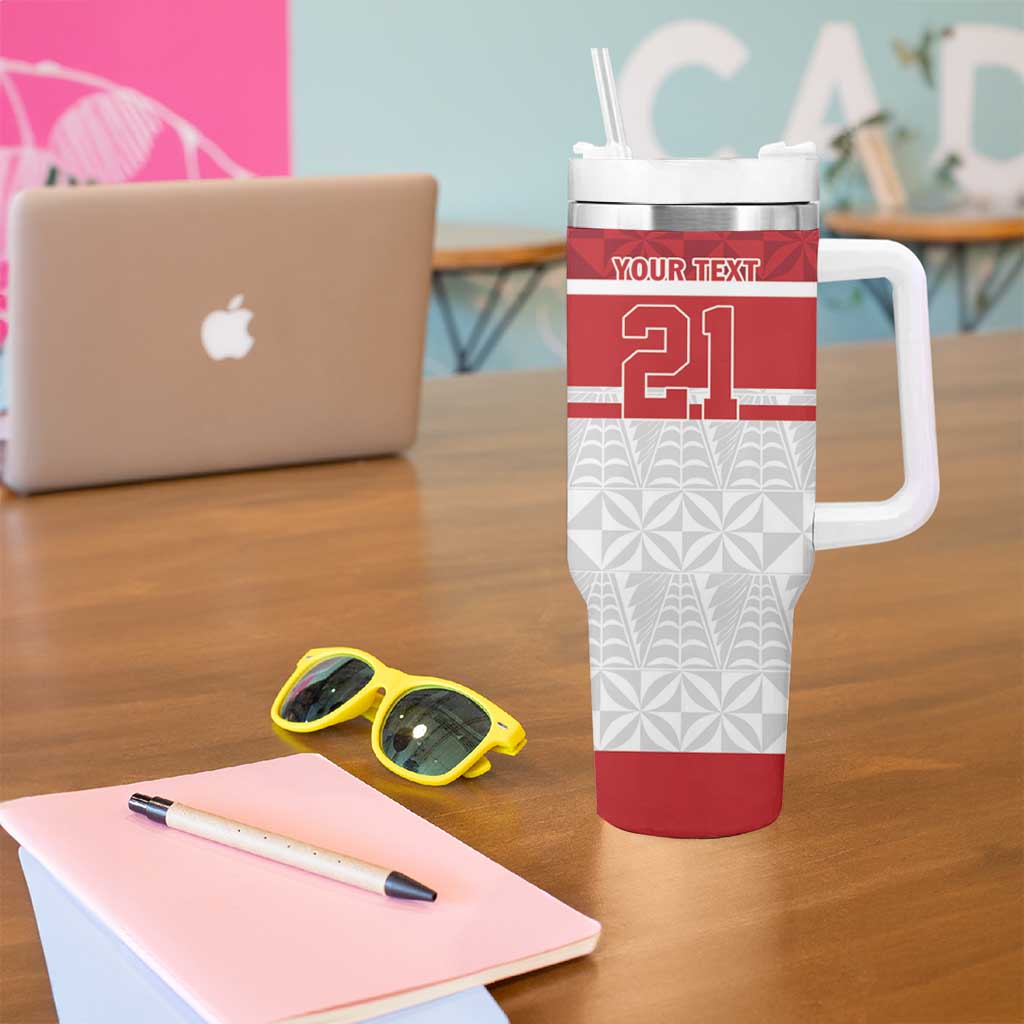 Queensland Tonga Custom Tumbler With Handle QLD with Tongan Ngatu Pattern