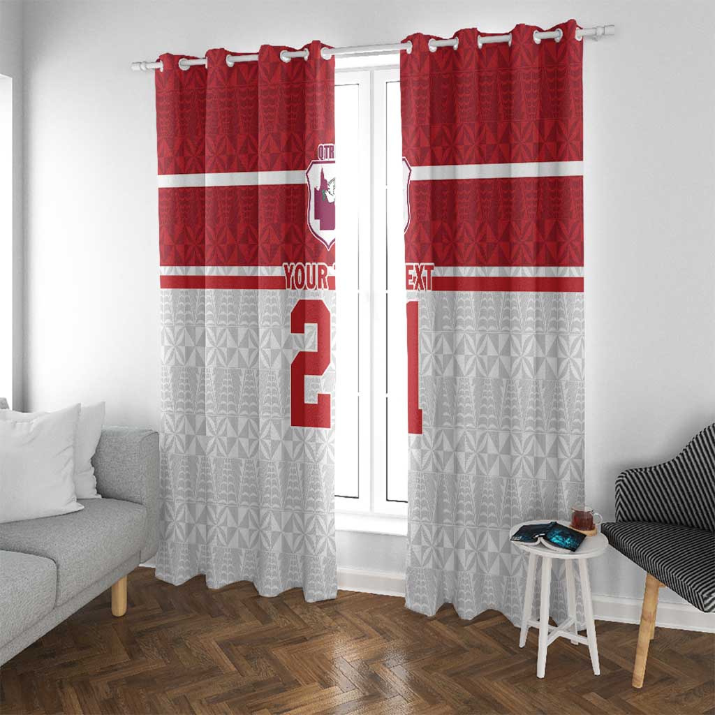 Queensland Tonga Custom Window Curtain QLD with Tongan Ngatu Pattern LT9 With Grommets Red - Polynesian Pride