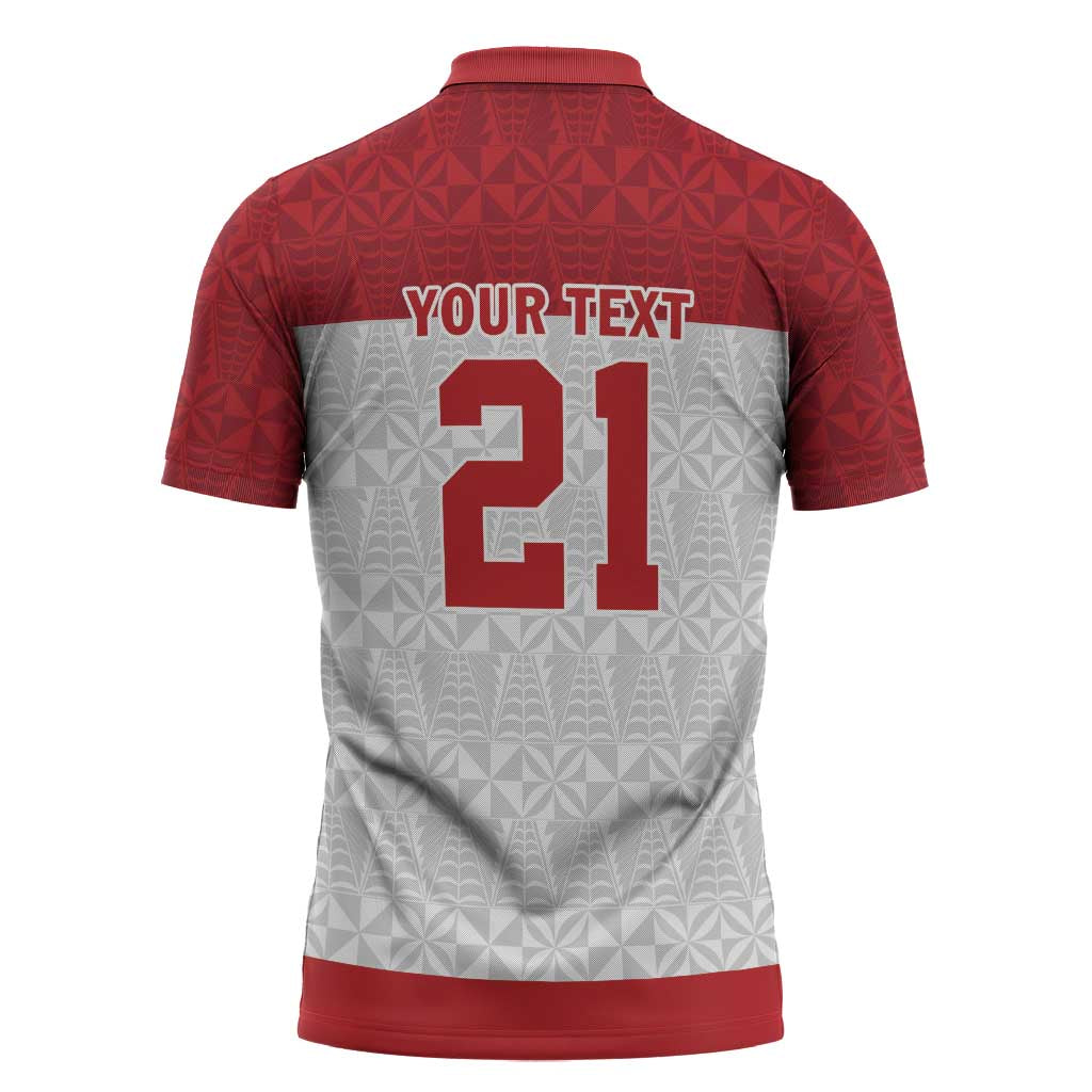 Queensland Tonga Custom Zipper Polo Shirt QLD with Tongan Ngatu Pattern LT9 - Polynesian Pride