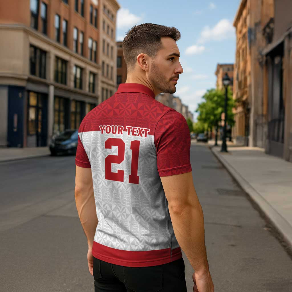 Queensland Tonga Custom Zipper Polo Shirt QLD with Tongan Ngatu Pattern LT9 - Polynesian Pride