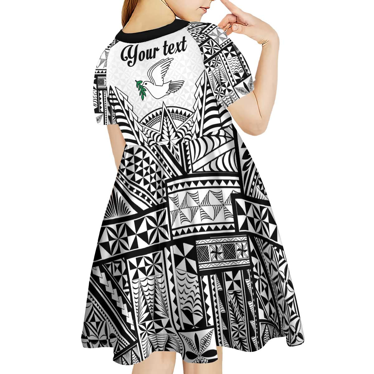 Personalised Tonga 676 Kid Short Sleeve Dress Tribal Kupesi Ngatu Unique