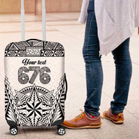 Personalised Tonga 676 Luggage Cover Tribal Kupesi Ngatu Unique LT9 White - Polynesian Pride