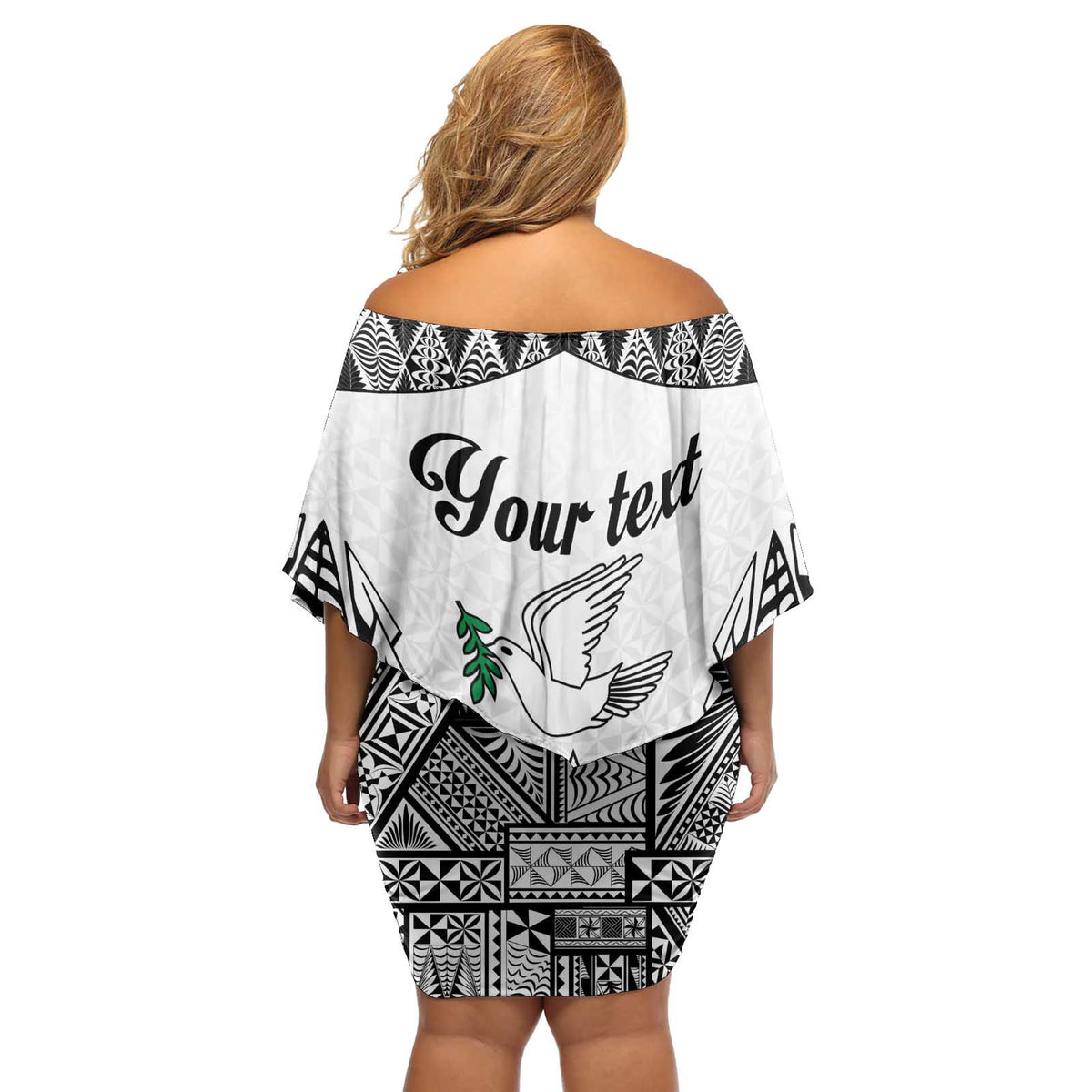 Personalised Tonga 676 Off Shoulder Short Dress Tribal Kupesi Ngatu Unique