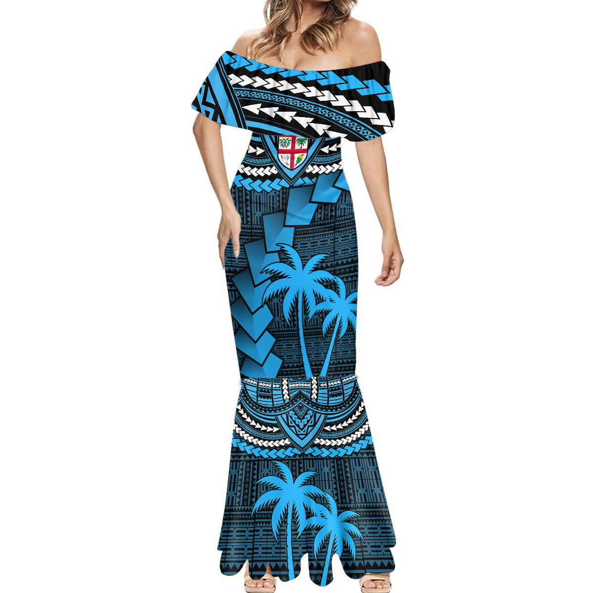 Fiji Rugby Mermaid Dress Go Fijian Tapa Arty with World Cup Vibe LT9 - Polynesian Pride