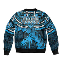 Fiji Rugby Sleeve Zip Bomber Jacket Go Fijian Tapa Arty with World Cup Vibe LT9 - Polynesian Pride