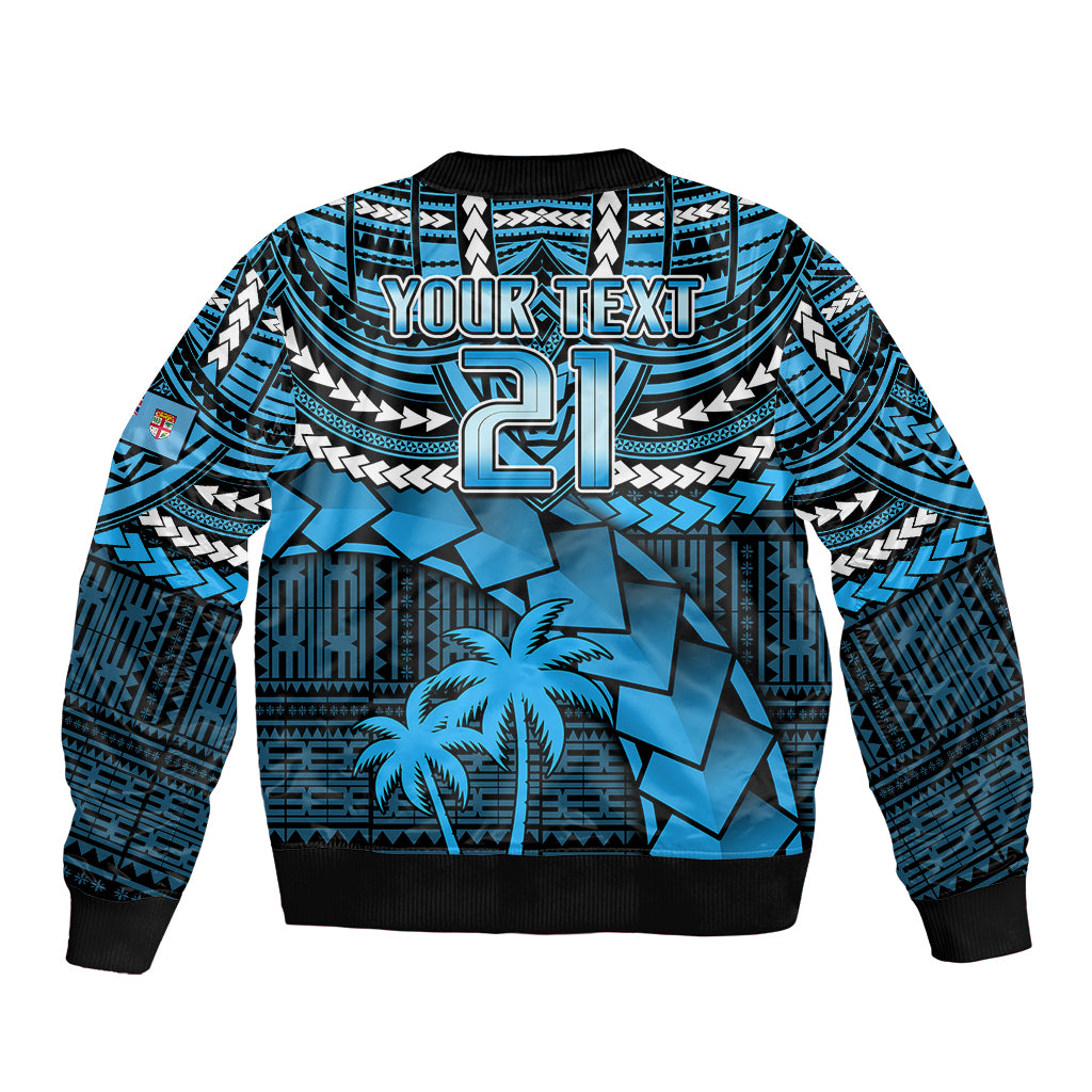 Custom Fiji Rugby Sleeve Zip Bomber Jacket Go Fijian Tapa Arty with World Cup Vibe LT9 - Polynesian Pride
