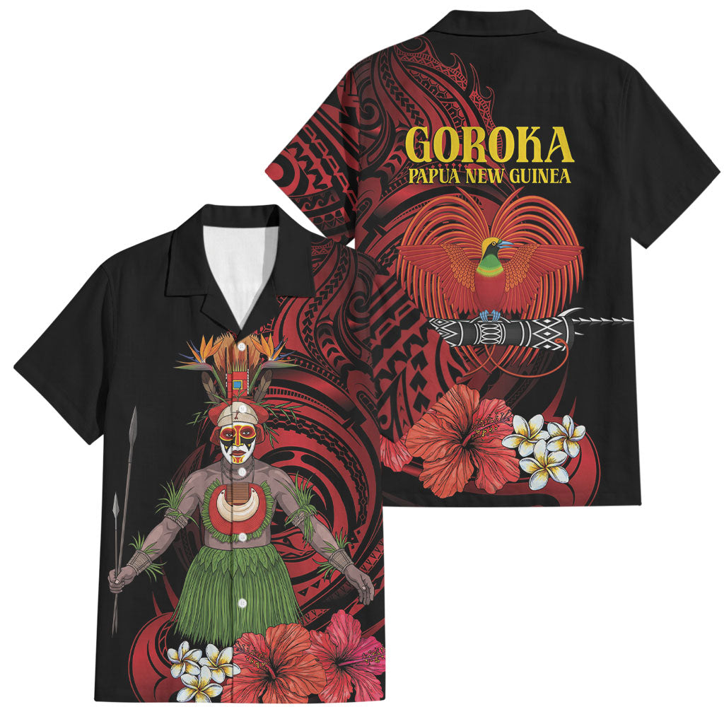 Huli Wigmen Tribe Hela Province Family Matching Mermaid Dress and Hawaiian Shirt Papua New Guinea Indigenous Pattern LT9 Dad's Shirt - Short Sleeve Black - Polynesian Pride