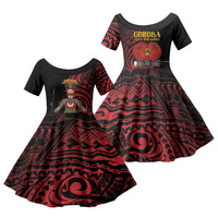 Huli Wigmen Tribe Hela Province Family Matching Mermaid Dress and Hawaiian Shirt Papua New Guinea Indigenous Pattern LT9 Daughter's Dress Black - Polynesian Pride