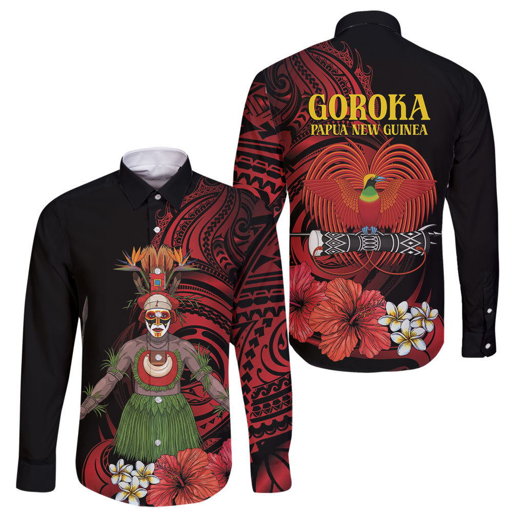 Huli Wigmen Tribe Hela Province Family Matching Short Sleeve Bodycon Dress and Hawaiian Shirt Papua New Guinea Indigenous Pattern LT9 Dad's Shirt - Long Sleeve Black - Polynesian Pride