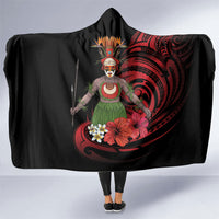 Huli Wigmen Tribe Hela Province Hooded Blanket Papua New Guinea Indigenous Pattern LT9 One Size Black - Polynesian Pride