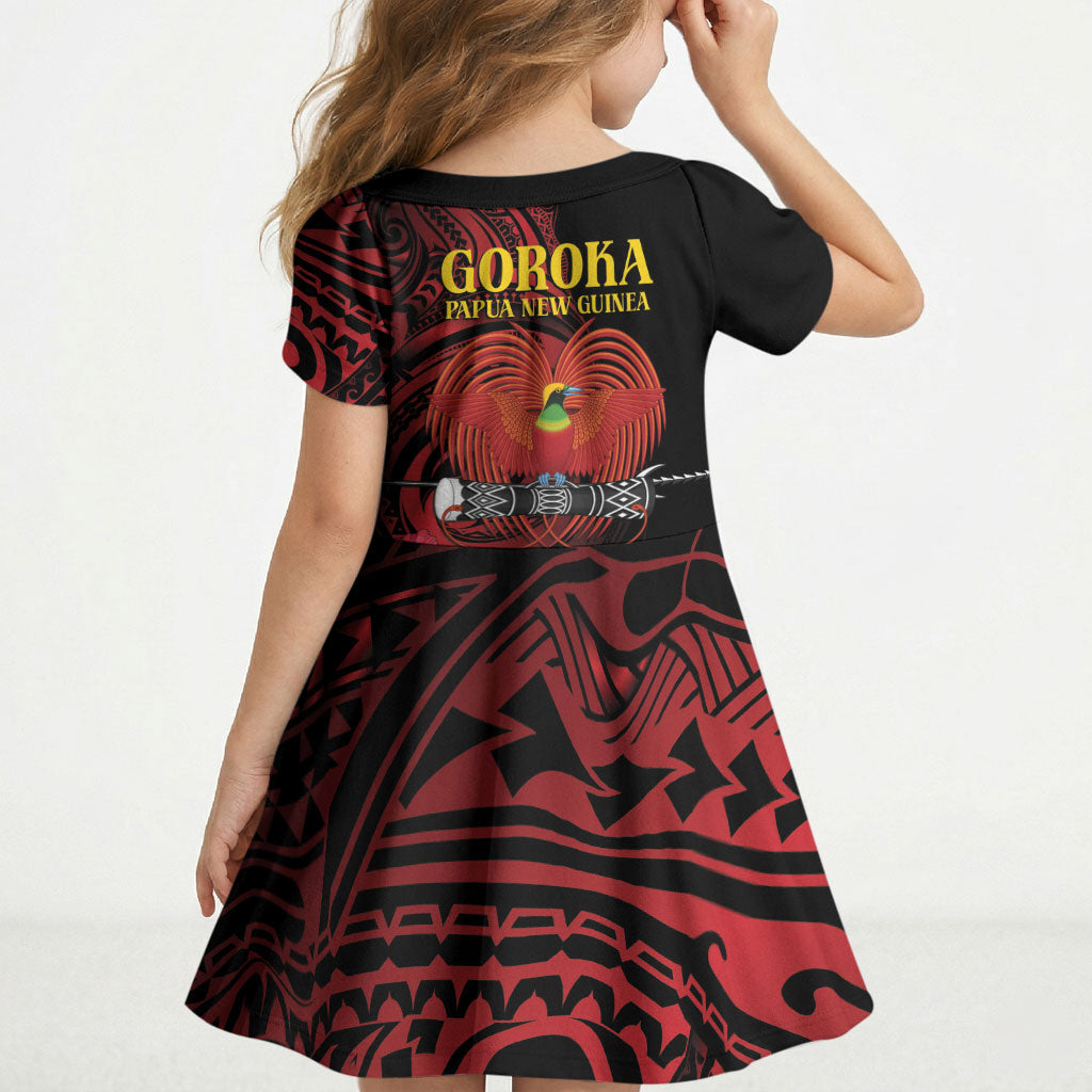 Huli Wigmen Tribe Hela Province Kid Short Sleeve Dress Papua New Guinea Indigenous Pattern LT9 - Polynesian Pride