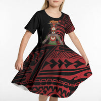 Huli Wigmen Tribe Hela Province Kid Short Sleeve Dress Papua New Guinea Indigenous Pattern LT9 - Polynesian Pride