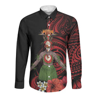 Huli Wigmen Tribe Hela Province Long Sleeve Button Shirt Papua New Guinea Indigenous Pattern LT9 Unisex Black - Polynesian Pride