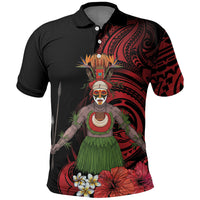 Huli Wigmen Tribe Hela Province Polo Shirt Papua New Guinea Indigenous Pattern LT9 Black - Polynesian Pride