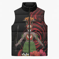 Huli Wigmen Tribe Hela Province Sleeveless Puffer Jacket Papua New Guinea Indigenous Pattern LT9 Unisex Black - Polynesian Pride