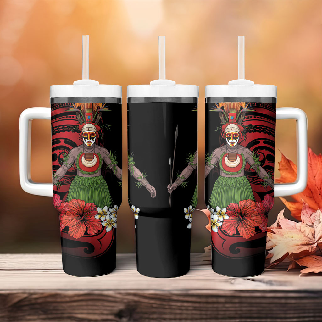 Huli Wigmen Tribe Hela Province Tumbler With Handle Papua New Guinea Indigenous Pattern LT9 - Polynesian Pride