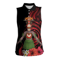Huli Wigmen Tribe Hela Province Women Sleeveless Polo Shirt Papua New Guinea Indigenous Pattern LT9 Female Black - Polynesian Pride