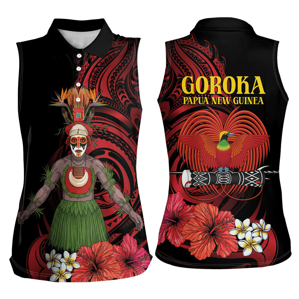 Huli Wigmen Tribe Hela Province Women Sleeveless Polo Shirt Papua New Guinea Indigenous Pattern LT9 - Polynesian Pride
