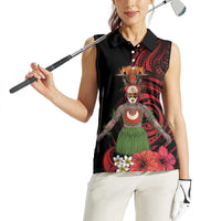 Huli Wigmen Tribe Hela Province Women Sleeveless Polo Shirt Papua New Guinea Indigenous Pattern LT9 - Polynesian Pride