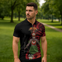 Huli Wigmen Tribe Hela Province Zipper Polo Shirt Papua New Guinea Indigenous Pattern LT9 - Polynesian Pride