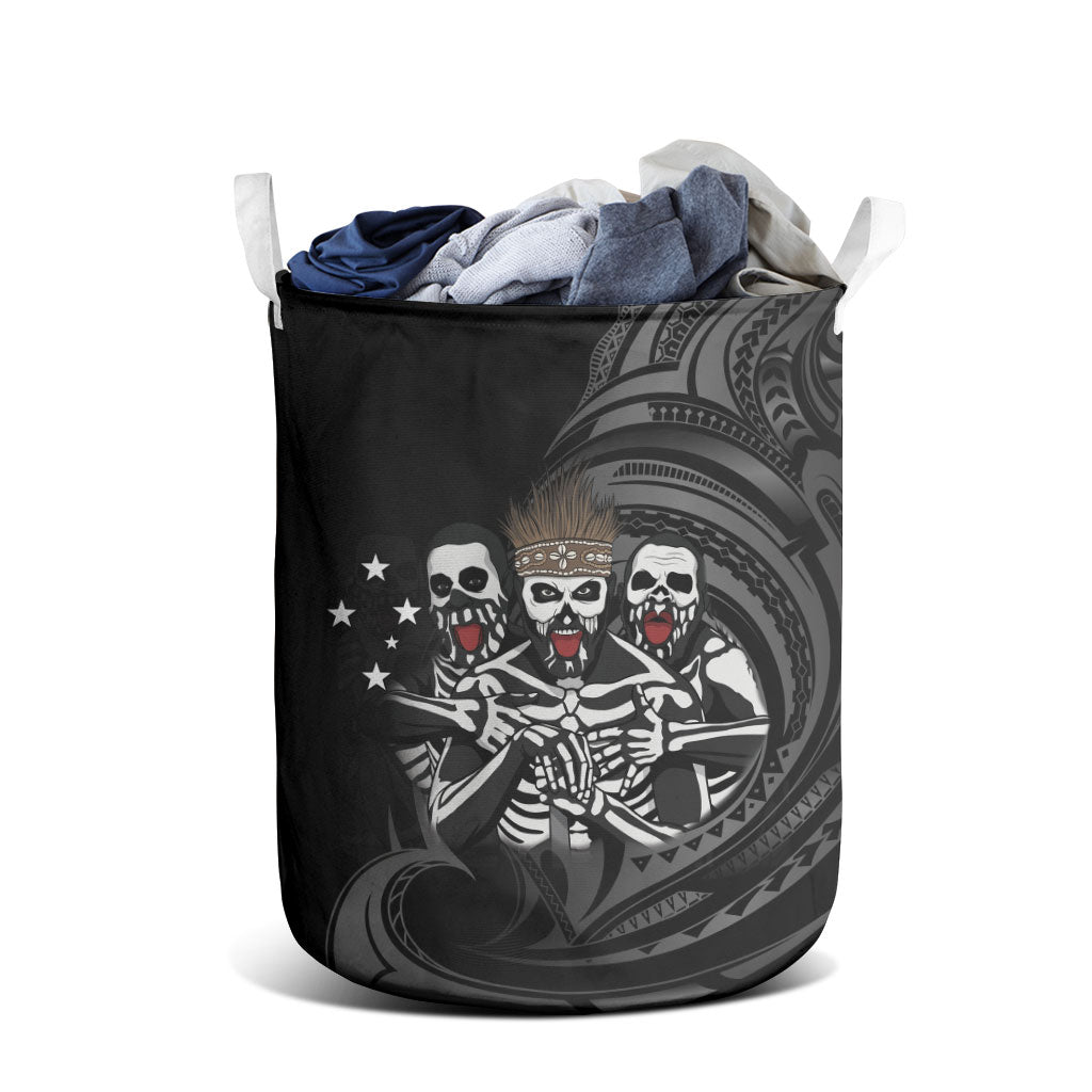 Skeleton Tribe Simbu Province Laundry Basket Papua New Guinea Indigenous Pattern LT9 - Polynesian Pride