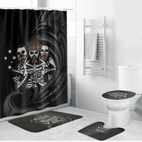 Skeleton Tribe Simbu Province Bathroom Set Papua New Guinea Indigenous Pattern LT9 Bathroom Set (4 pcs) Black - Polynesian Pride