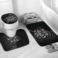 Skeleton Tribe Simbu Province Bathroom Set Papua New Guinea Indigenous Pattern LT9 Mat Set Only (3 pcs) One Size Black - Polynesian Pride